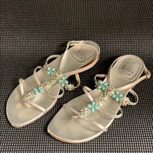 Stuart Weitzmann Gemstone Encrusted Sandals 7M